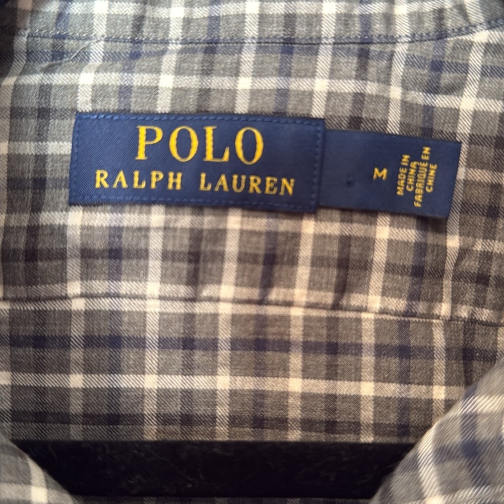 Polo Ralph Lauren Plaid Button Up Short Long Sleeve Brown Med EUC 100% Cotton - Picture 8 of 11